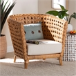 Pemberly Row Light Honey Rattan Accent Chair with Diamond Weave