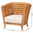 Pemberly Row Light Honey Rattan Accent Chair with Diamond Weave