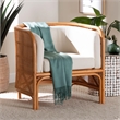 Pemberly Row Light Honey Rattan Tuxedo Accent Chair with Woven Detail