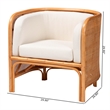 Pemberly Row Light Honey Rattan Tuxedo Accent Chair with Woven Detail