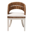 Pemberly Row Natural Seagrass and Mahogany Wood Dining Chair with Cushion