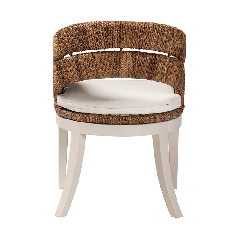 Pemberly Row Natural Seagrass and Mahogany Wood Dining Chair with Cushion