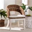 Pemberly Row Natural Seagrass and Mahogany Wood Dining Chair with Cushion