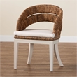 Pemberly Row Natural Seagrass and Mahogany Wood Dining Chair with Cushion