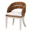 Pemberly Row Natural Seagrass and Mahogany Wood Dining Chair with Cushion