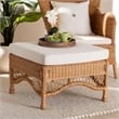 Pemberly Row Light Honey Braided Rattan Ottoman Stool with Cushion