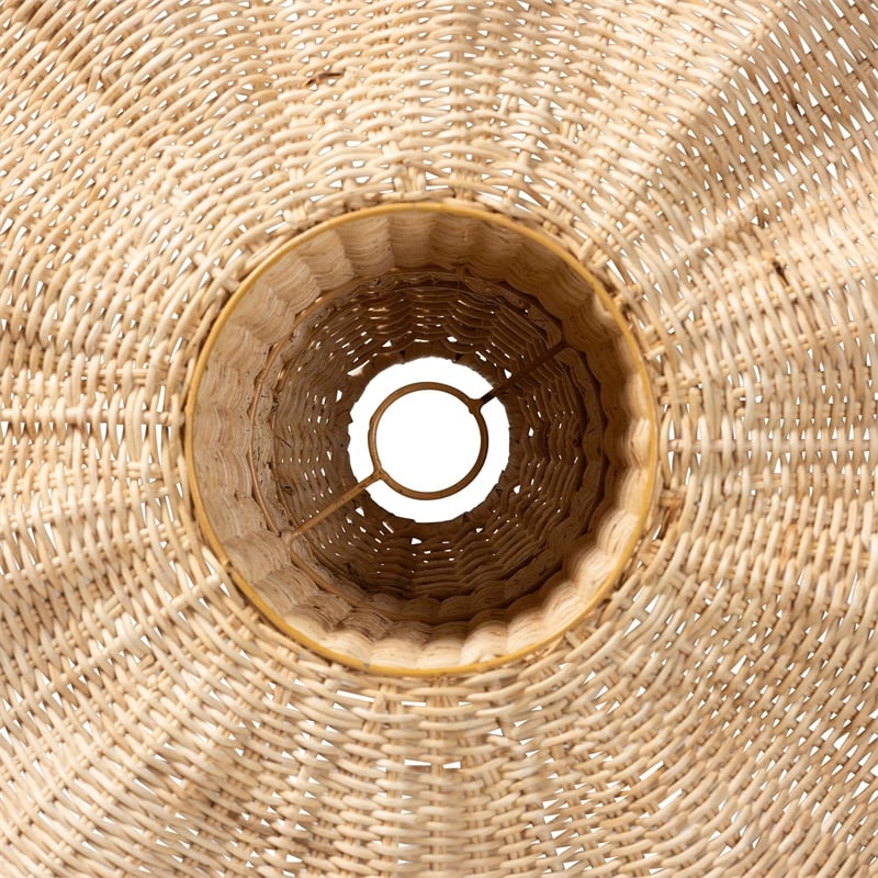 Pemberly Row Natural Scalloped Rattan Pendant Lampshade with Sombrero Shape