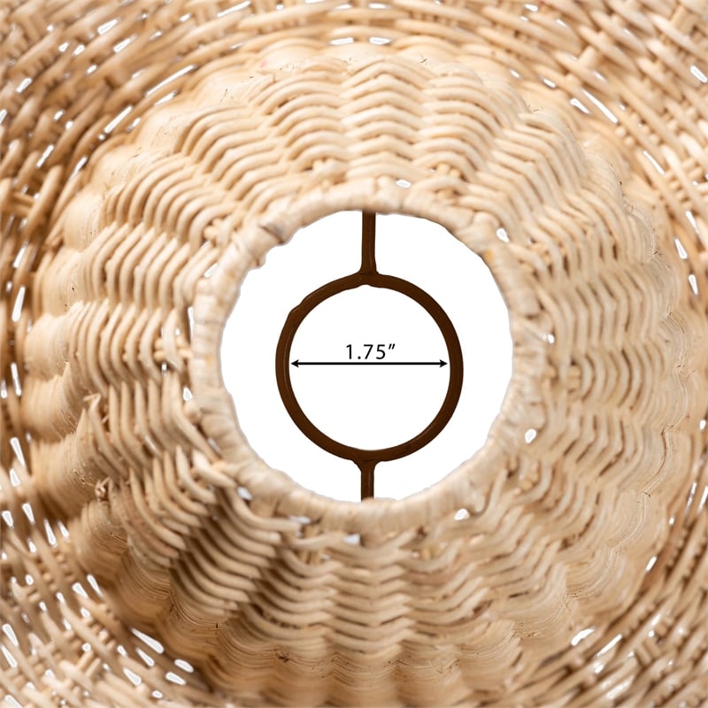 Pemberly Row Natural Scalloped Rattan Pendant Lampshade with Sombrero Shape