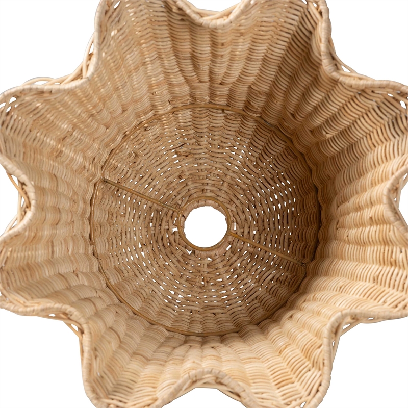 Pemberly Row Natural Scalloped Rattan Bell Pendant Lampshade