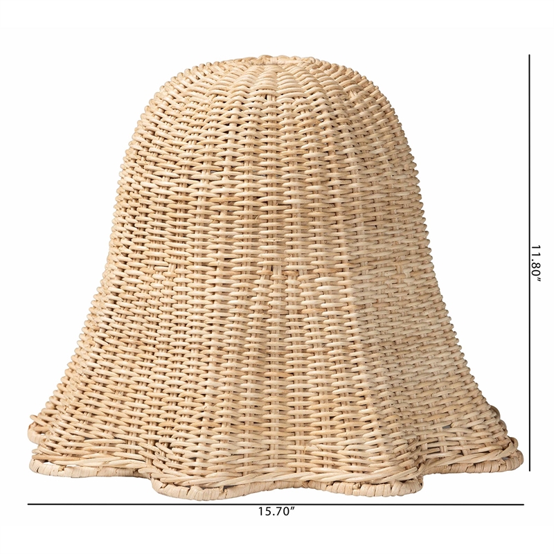 Pemberly Row Natural Scalloped Rattan Bell Pendant Lampshade