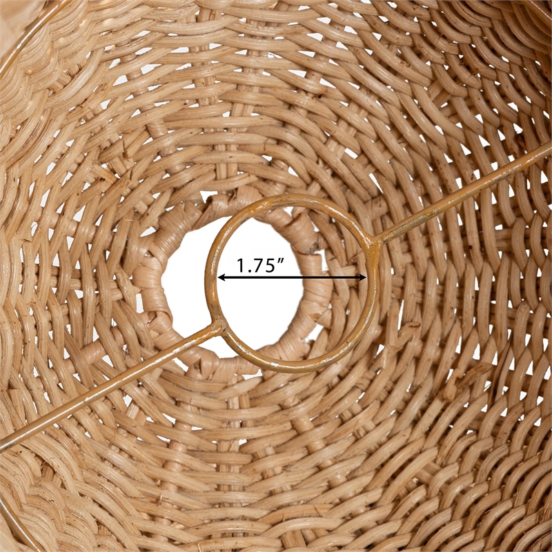 Pemberly Row Natural Scalloped Rattan Bell Pendant Lampshade