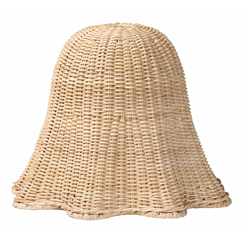 Pemberly Row Natural Scalloped Rattan Bell Pendant Lampshade