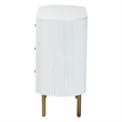 Pemberly Row White Fluted Wood and Gold Metal 3-Drawer Dresser