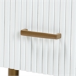 Pemberly Row White Fluted Wood and Gold Metal 3-Drawer Dresser