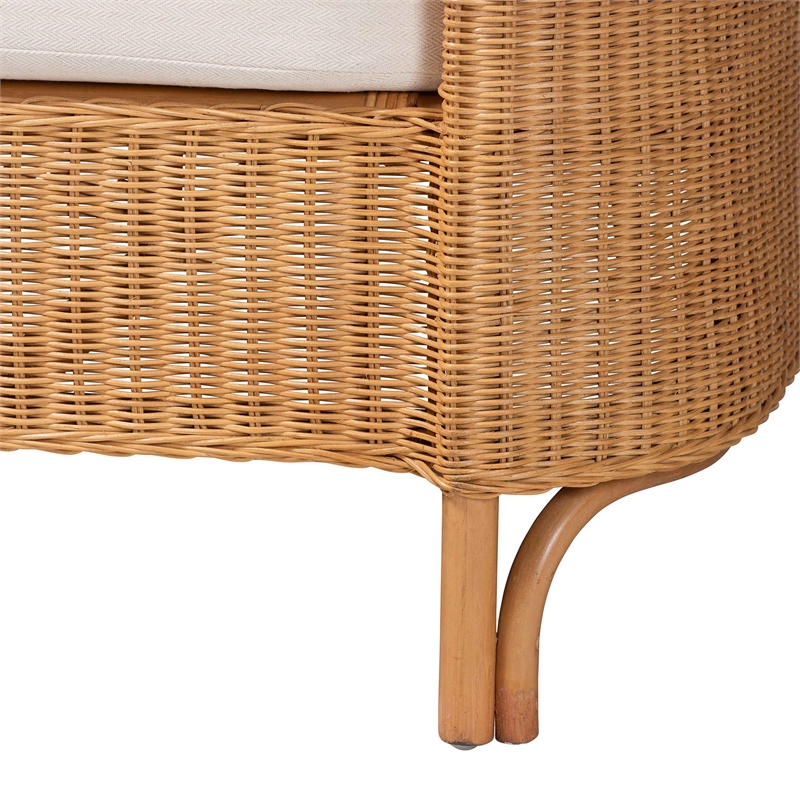 Pemberly Row Light Honey Braided Rattan Daybed with Cushion and 2 Pillows