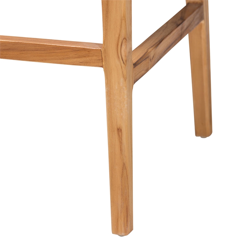 Pemberly Row Natural Rattan and Acacia Wood 2-Piece Bar Stool Set