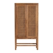 Pemberly Row Natural Rattan and Pine Wood Tall Cabinet with 3 Shelves