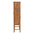 Pemberly Row Natural Rattan and Pine Wood Tall Cabinet with 3 Shelves