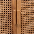 Pemberly Row Natural Rattan and Pine Wood Tall Cabinet with 3 Shelves