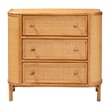 Pemberly Row Light Honey Rattan 3-Drawer Storage Cabinet with Woven Detail
