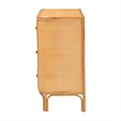 Pemberly Row Light Honey Rattan 3-Drawer Storage Cabinet with Woven Detail