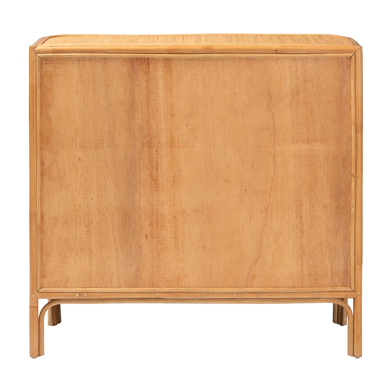 Pemberly Row Light Honey Rattan 3-Drawer Storage Cabinet with Woven Detail