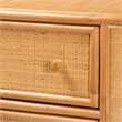 Pemberly Row Light Honey Rattan 3-Drawer Storage Cabinet with Woven Detail