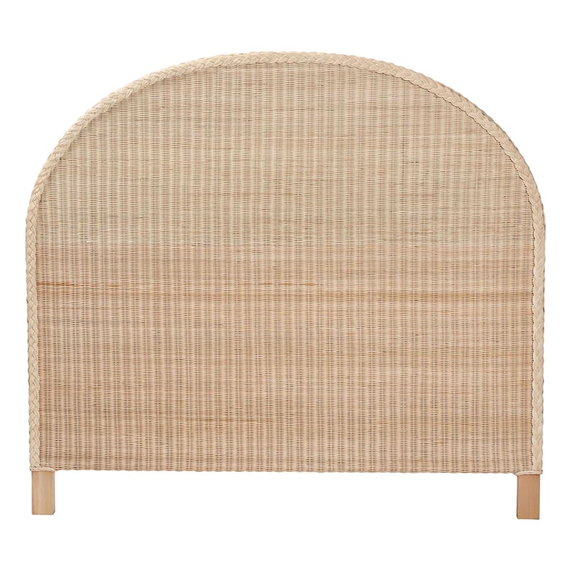 Pemberly Row Sun-Bleached Rattan Queen Standalone Headboard with Half-Moon Shape
