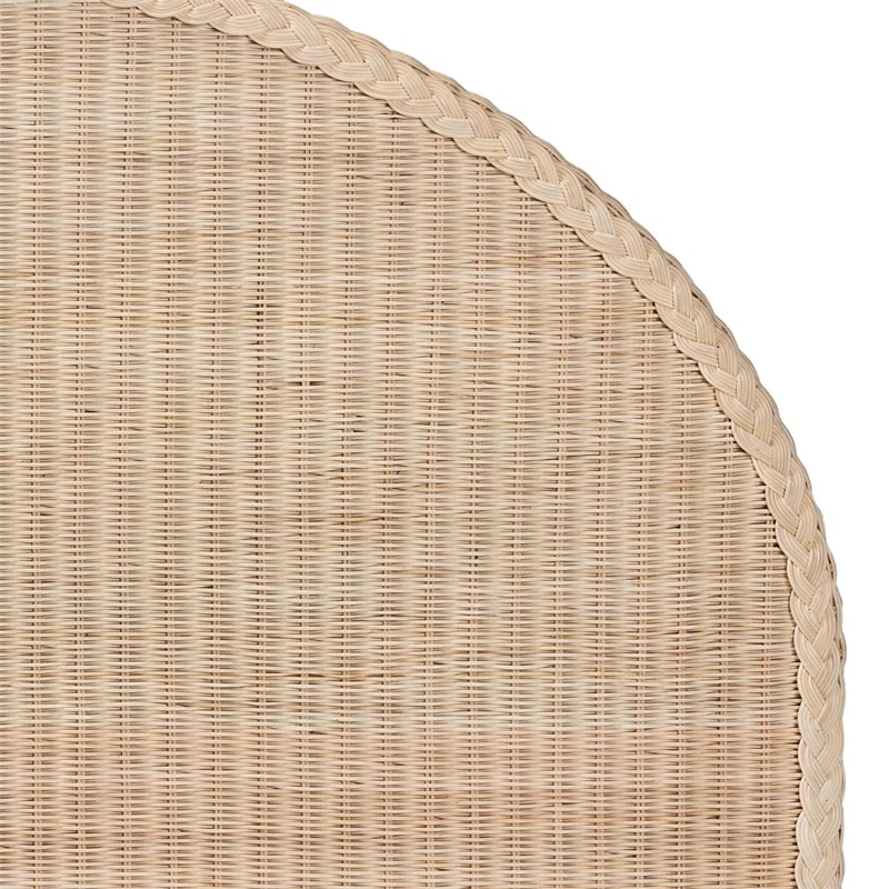 Pemberly Row Sun-Bleached Rattan Queen Standalone Headboard with Half-Moon Shape