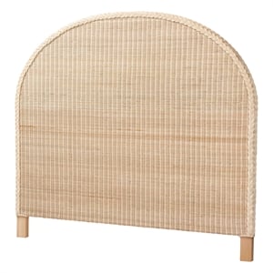 Pemberly Row Sun-Bleached Rattan Queen Standalone Headboard with Half-Moon Shape