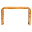 Pemberly Row Natural Mappa Burl Wood Console Table with Rectangular Top