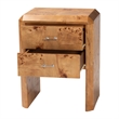 Pemberly Row Natural Mappa Burl Wood 2-Drawer Nightstand with Beveled Edges