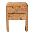 Pemberly Row Natural Mappa Burl Wood 2-Drawer Nightstand with Beveled Edges