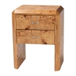 Pemberly Row Natural Mappa Burl Wood 2-Drawer Nightstand with Beveled Edges