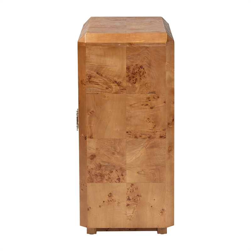 Pemberly Row Natural Mappa Burl Wood 2-Door Console Cabinet with Shelves
