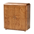 Pemberly Row Natural Mappa Burl Wood 2-Door Console Cabinet with Shelves