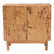 Pemberly Row Natural Mappa Burl Wood Storage Cabinet with 2 Shelves