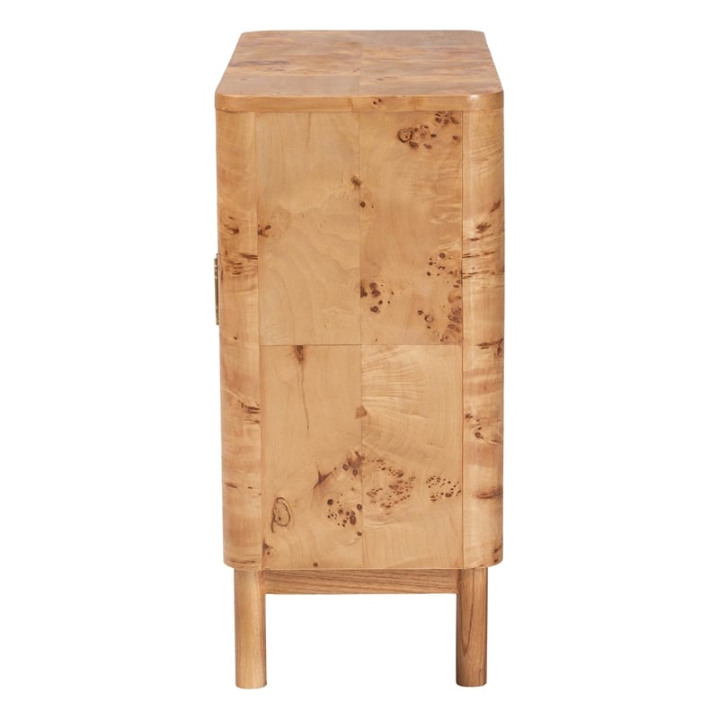 Pemberly Row Natural Mappa Burl Wood Storage Cabinet with 2 Shelves