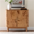Pemberly Row Natural Mappa Burl Wood Storage Cabinet with 2 Shelves