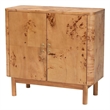 Pemberly Row Natural Mappa Burl Wood Storage Cabinet with 2 Shelves