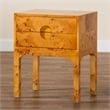 Pemberly Row Natural Mappa Burl Wood 2-Drawer Nightstand with Inset Handles