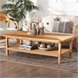 Pemberly Row Light Honey Braided Rattan Coffee Table with Open Shelf