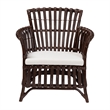 Pemberly Row Very Dark Brown Rattan Openwork Arm Chair with Cushion