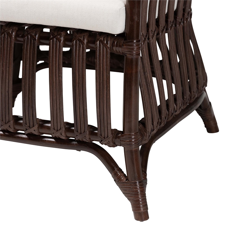 Pemberly Row Very Dark Brown Rattan Openwork Arm Chair with Cushion