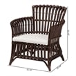 Pemberly Row Very Dark Brown Rattan Openwork Arm Chair with Cushion