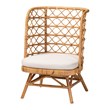Pemberly Row Light Honey Rattan Accent Chair with Openwork Backrest