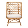 Pemberly Row Light Honey Rattan Accent Chair with Openwork Backrest