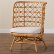 Pemberly Row Light Honey Rattan Accent Chair with Openwork Backrest