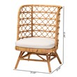 Pemberly Row Light Honey Rattan Accent Chair with Openwork Backrest