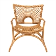Pemberly Row Natural Rattan Openwork Arm Chair with Curved Legs